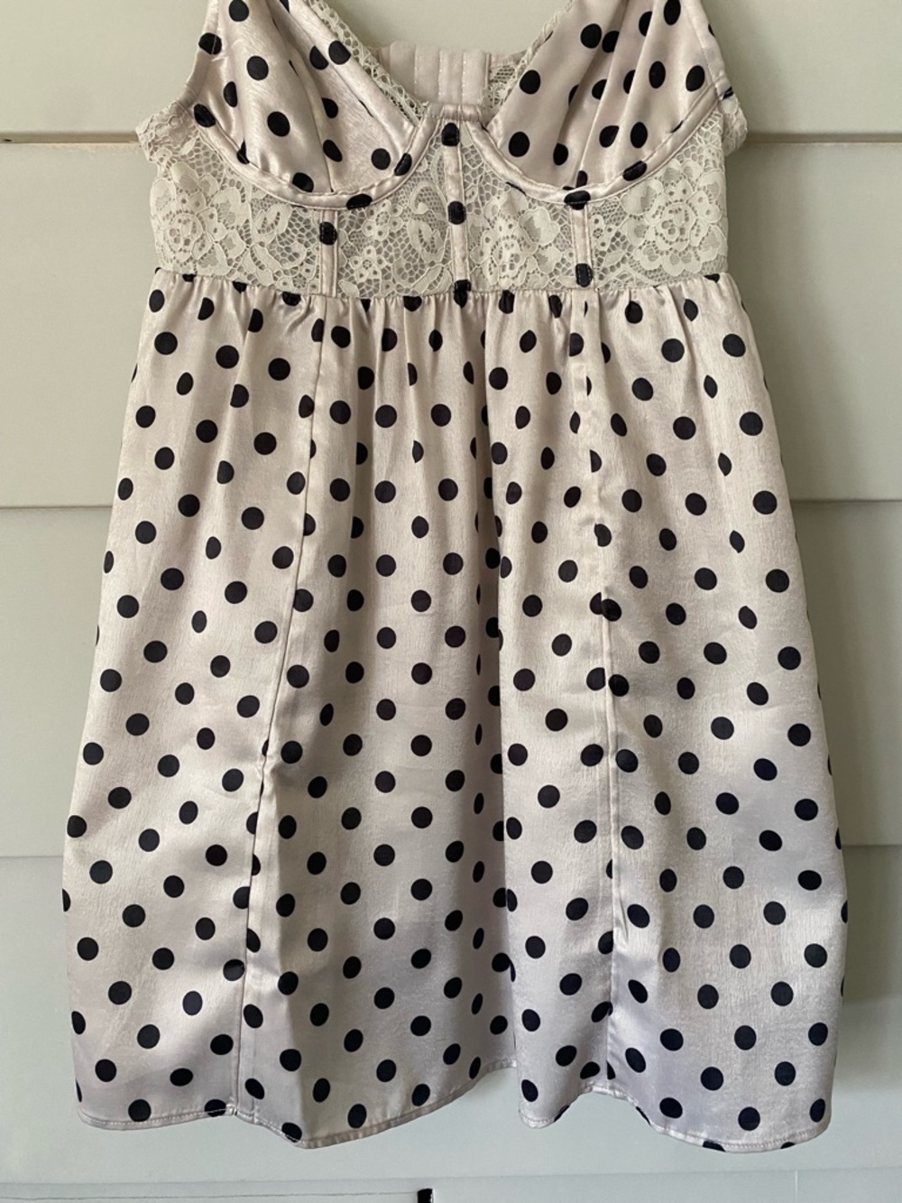 Free People Midnight Muse Mini Babydoll Lace Slip Polka Dot Coquette Boho Chic - Picture 3 of 11
